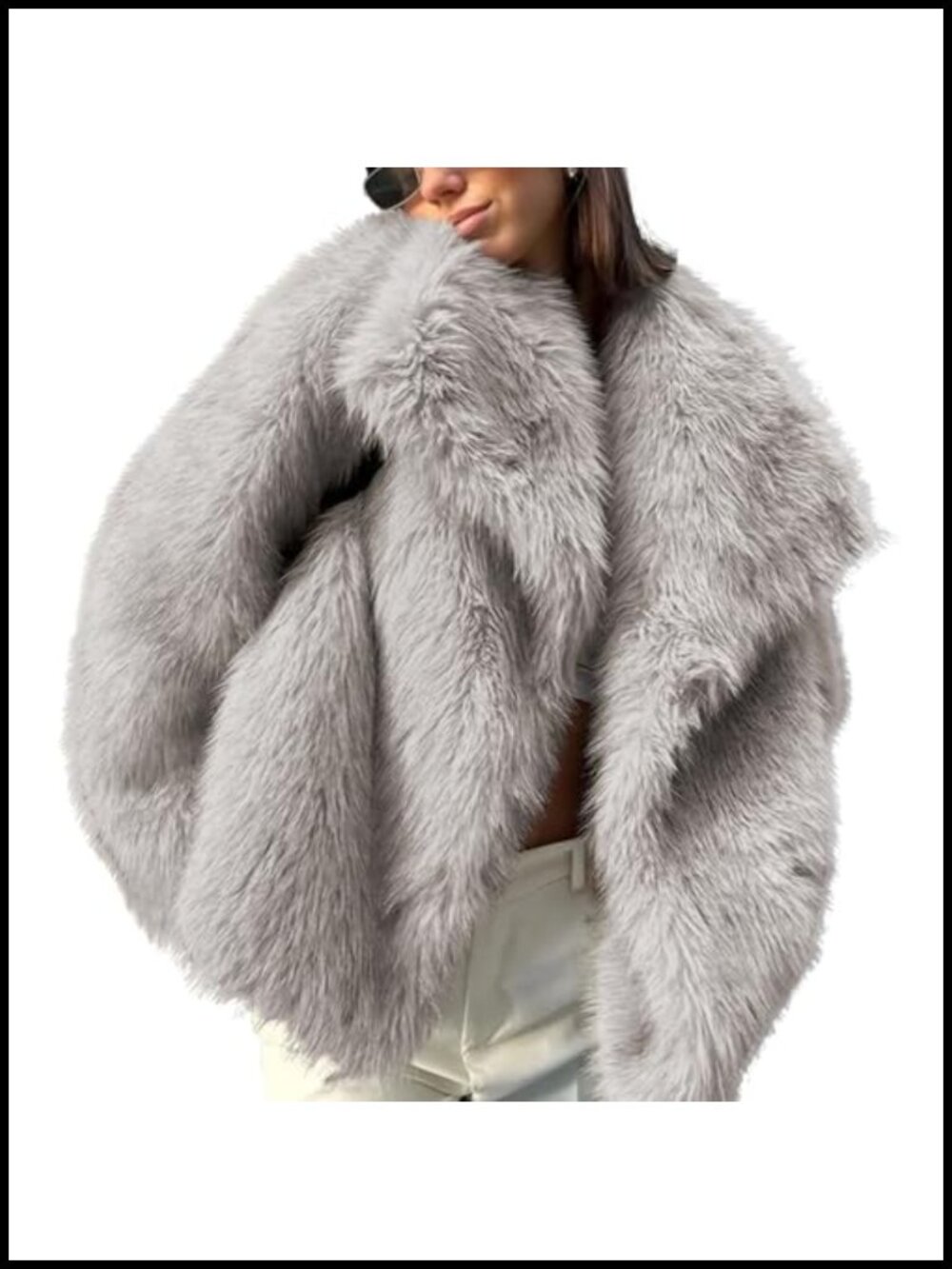 Women's Shaggy Faux Fur Button Coat Oversized Winter Fuzzy Jacket